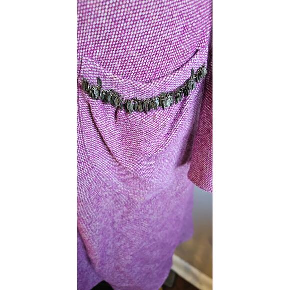 Kristina Ti Rhinestone Wool Longline Cardigan Sweater Women Size 40-M Deep Mauve - Picture 5 of 9